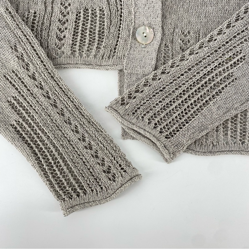 Stella Carakasi Gray Cable Knit Asymmetrical Cropped Cardigan - Picture 7 of 9